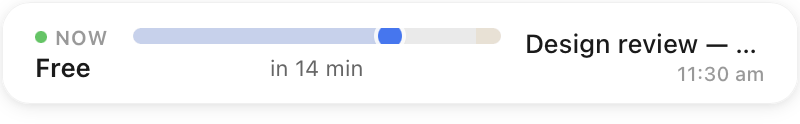 Aligrio menubar widget showing time until next event